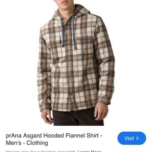 PrAna Asgard Hooded Flannel Shirt size M